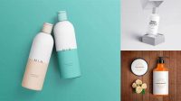 3130+ 250ml PET Colored Cosmetic Bottle PSD Mockup Download Free Premium Design PSD