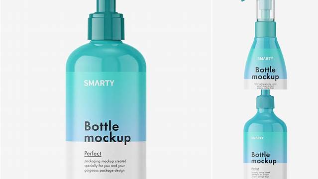 3131+ Glossy Bottle With Pump PSD Mockup High-End Layered Mockup Free