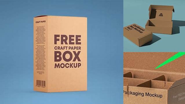 3131+ Matte Kraft Box PSD Mockup High-Angle Shot Unique and Creative Free PSD File