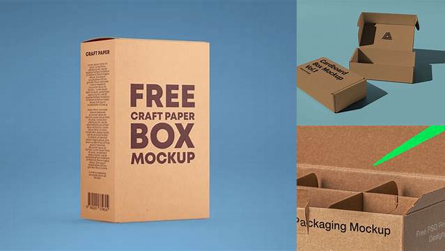 3131+ Matte Kraft Box PSD Mockup High-Angle Shot Unique and Creative Free PSD File