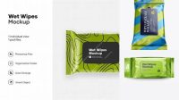 3131+ Metallic Wet Wipes Pack PSD Mockup Hero Shot Best Free Mockup PSD