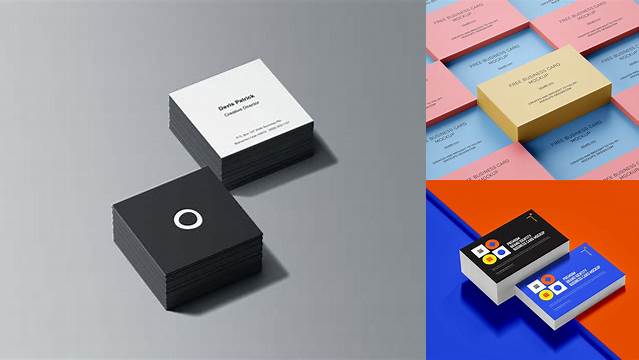 3133+ Stack of Square Business Cards PSD Mockup Smart Object PSD Template