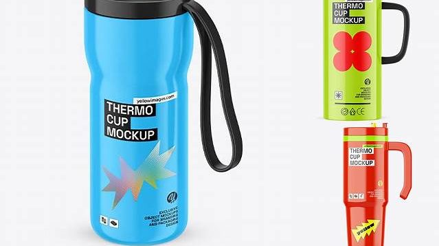 3140+ Glossy Thermo Cup With Cap PSD Mockup Free Photoshop Mockup Design