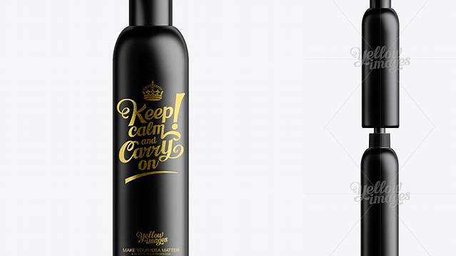 3141+ Black Plastic Cosmetic Bottle with Lid 200 ml Custom Graphic Mockup File