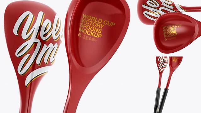 3146+ Glossy World Cup Victory Spoons PSD Mockup Half Side View High-Angle Shot Free PSD for Creatives