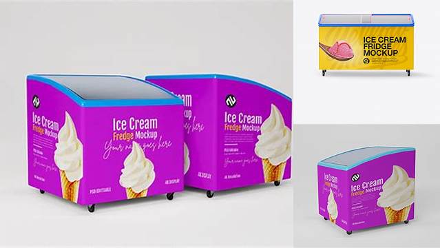 3147+ Ice Cream Fridge PSD Mockup Front View Free Professional PSD Download