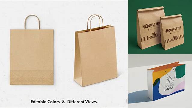 3155+ Paper Bag with a Paper Tin-Tie PSD Mockup Front View High-Quality Design Free PSD