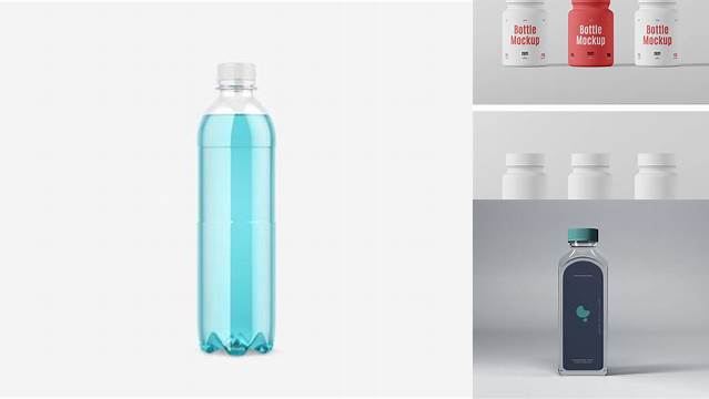 3156+ 300ml Clear Plastic Bottle PSD Mockup Smart Layer Mockup Free