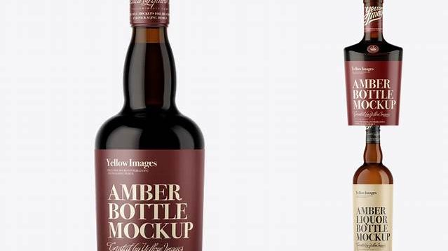 3157+ Dark Amber Liquor Bottle PSD Mockup Front View Creative PSD Resources