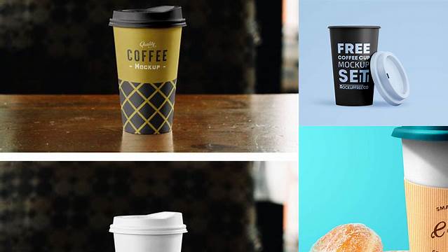 3157+ Matte Paper Coffee Cup PSD Mockup Front View High-Angle Shot Free PSD