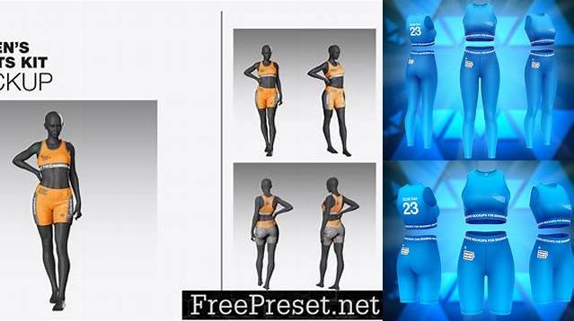 3157+ Women`s Sport Kit PSD Mockup Front View Creative Free Photoshop Template