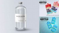 3158+ Clear Glass Bottle with Blue Liquid PSD Mockup Editable and Customizable PSD