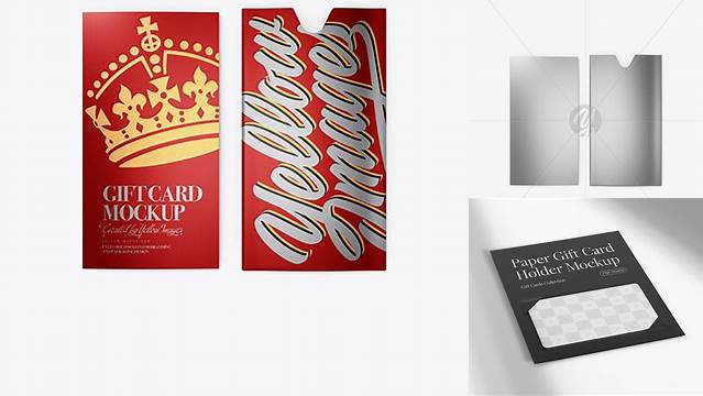 3158+ Textured Metallic Gift Card with Card Holder PSD Mockup Free Graphic Design Resource