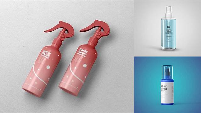 3160+ Matte Spray Bottle With Transparent ?ap PSD Mockup For Free Download