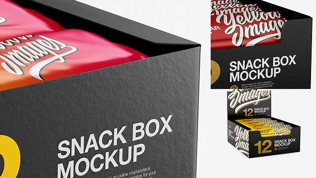 3161+ 12 Matte Snack Bars Display Box PSD Mockup Exclusive PSD Design Freebie