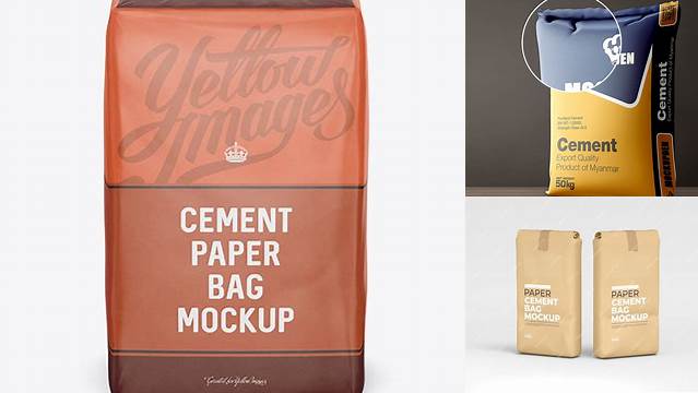 3161+ Cement Paper Bag PSD Mockup Front View High-Angle Shot PSD for Creative Projects