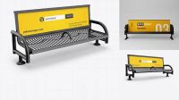 3163+ Street Bench Advertising PSD Mockup Half Side View High-Angle Shot Customizable PSD Templates