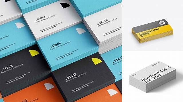 3164+ Glossy Business Cards Stack PSD Mockup Half Side View Free Graphic Mockup PSD