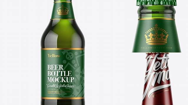 3167+ Green Glass Lager Beer Bottle PSD Mockup Modern and Unique Freebie PSD