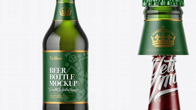 3167+ Green Glass Lager Beer Bottle PSD Mockup Modern and Unique Freebie PSD