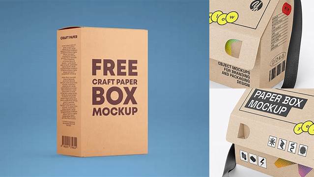 3174+ Kraft Paper Box With Handles PSD Mockup Half Side View Fully Editable Photoshop PSD Free Download