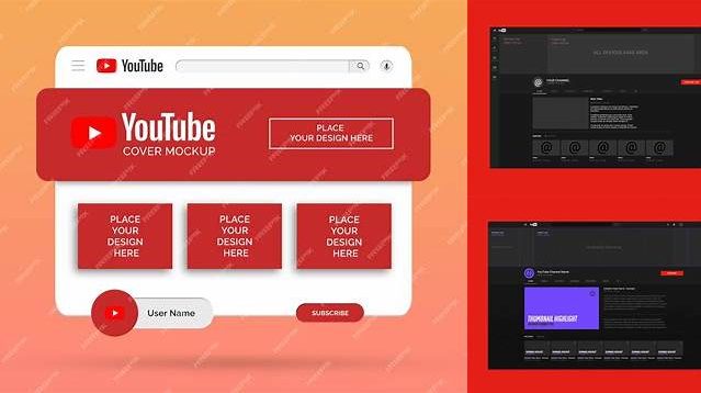 318+ Youtube Channel Mockup Smart Object PSD