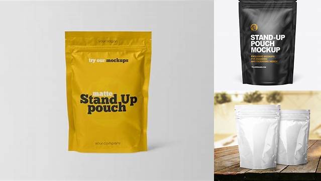 3180+ Matte Stand-Up Pouch with Zipper PSD Mockup Half Side View Include TIFF