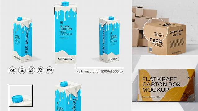 3184+ 1L Carton Box PSD Mockup Back View For Free Download