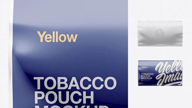 3190+ 50g Tobacco Pouch PSD Mockup Front View Versatile and Modern PSD Mockup