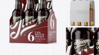 3190+ White Paper 6 Pack Amber Bottle Carrier PSD Mockup Halfside View High Angle Shot Layered PSD File Free Download