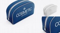 3191+ Textured Cosmetic Bag Half Side View High-Angle Shot Editable Mockup PSD