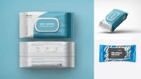 3195+ Matte Metallic Wet Wipes Pack PSD Mockup Half Side View Creative Photoshop Resources