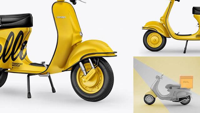 3197+ Vespa Scooter PSD Mockup Half Side View Premium Design Freebie