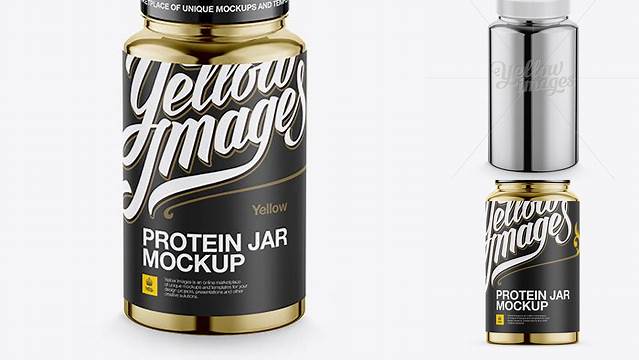 3198+ Nutritional Supplement Bottle With Chrome Finish PSD Mockup High-Angle Shot Custom Graphic Mockup File