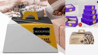 3200+ Carton Cake Box PSD Mockup Front View Include TIFF