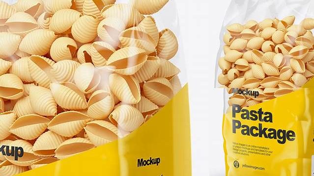 3202+ Conchiglie Pasta PSD Mockup Half Side View Modern Photoshop Resource