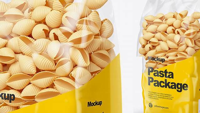 3202+ Conchiglie Pasta PSD Mockup Half Side View Modern Photoshop Resource