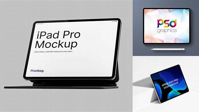 3204+ IPAD Pro Horizontal PSD Mockup Half Side View Professional Graphic PSD Download