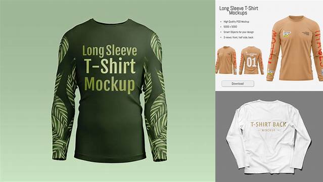 3205+ Long Sleeve T-shirt Mockup Free Download Free PSD for Designers