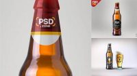 3206+ 330ml Glass Bottle with Light Beer PSD Mockup Easy-to-Edit Photoshop Freebie