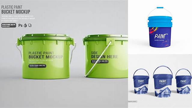 3207+ Plastic Paint Bucket PSD Mockup Halfside View Premium Quality PSD Freebie