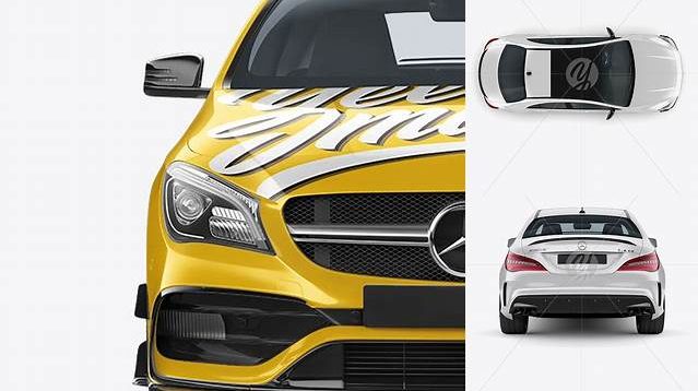 3213+ Mercedes CLA 45 AMG PSD Mockup Top View Editable Mockup PSD