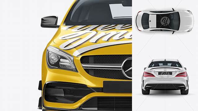 3213+ Mercedes CLA 45 AMG PSD Mockup Top View Editable Mockup PSD