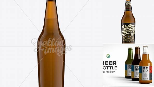 3216+ 660ml Beer Bottle PSD Mockup / Amber Glass Downloadable PSD Design Template