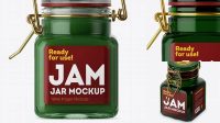 322+ 100ml Green Glass Jam Jar with Clamp Lid PSD Mockup Exclusive Free Photoshop Mockup