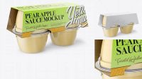 322+ Pear Apple Sauce 4-4 Oz. Cups PSD Mockup Front View Smart Design Template Free