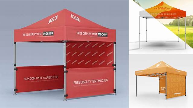 3226+ Display Tent PSD Mockup Half Side View Stylish Free PSD