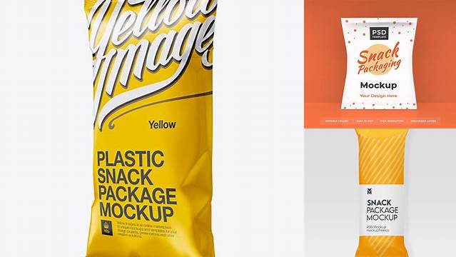 3226+ Plastic Snack Package PSD Mockup Halfside View High-Quality PSD Files