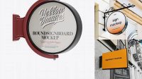 3227+ Glossy Round Signboard PSD Mockup Half Side View Free Graphic Design Resource