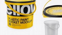 3228+ Plastic Bucket PSD Mockup Halfside View High-Angle Shot Free Downloadable Graphic Resource